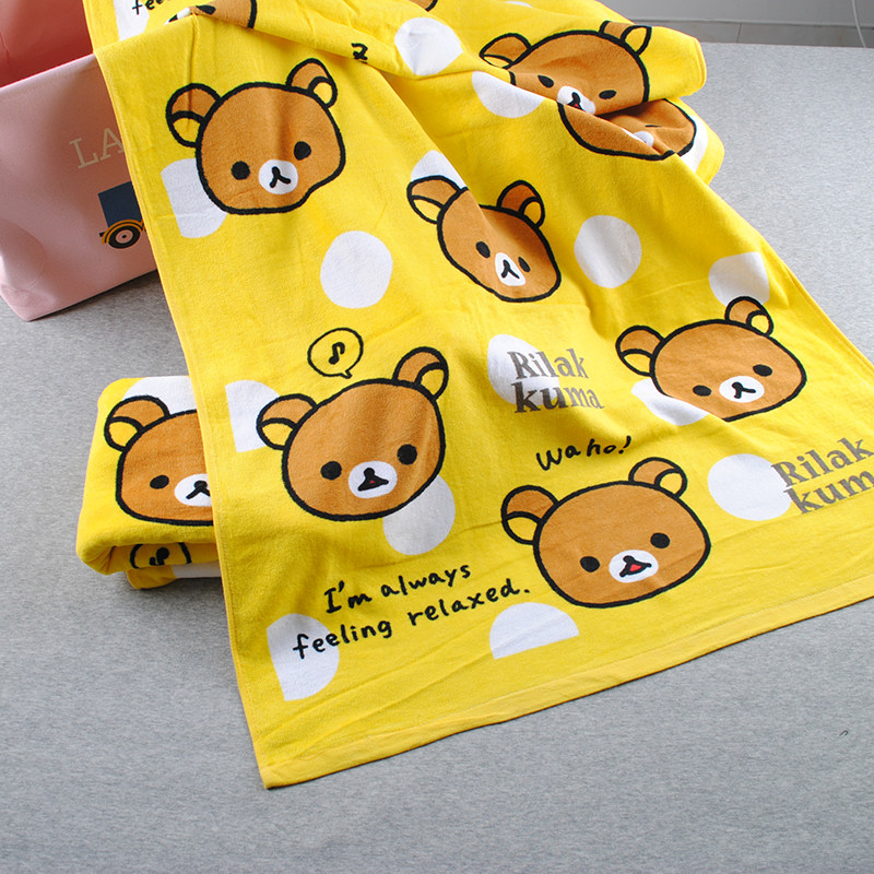 Full 45 Exit surplus pure cotton bath towels Children beach towels Cartoon Cubs Home Water suction speed dry without dropping