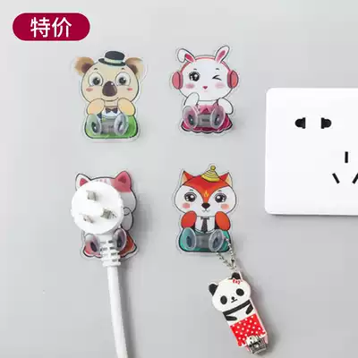 Cartoon shape power plug adhesive hook strong seamless hook kitchen power wire storage hanger bracket wall hanging