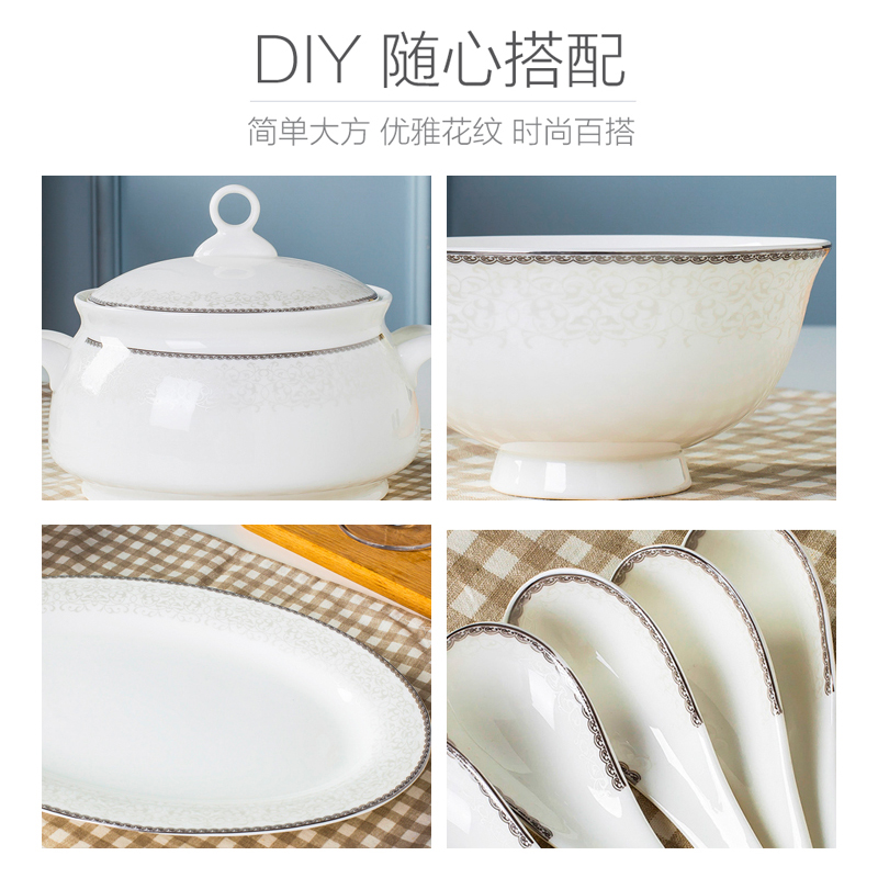 Dishes suit DIY bowl dish soup bowl European high - grade ipads China jingdezhen domestic ceramic tableware for single
