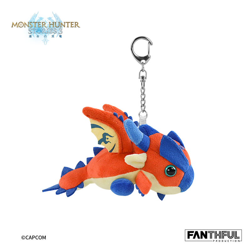 Monster Hunter Story 3 Fire Dragon Plush Pendant Destiny Twin Dragons Keychain Official Genuine Game Merchandise