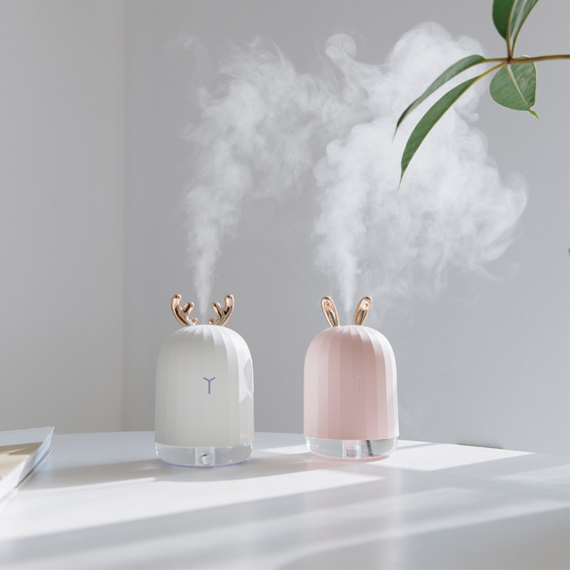 Creative little cute mini humidifier rabbit elk shape night light bedroom car home mini spray night light