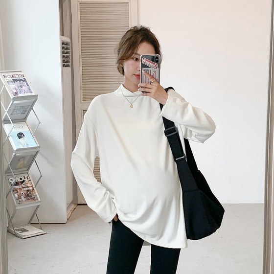 Warm and comfortable~maternity bottoming shirt, spring and autumn maternity long-sleeved T-shirt top, women's autumn and winter inner high-neck bottoming shirt