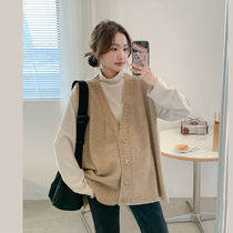 Maternity sweater cardigan vest 2024 new Korean style spring and autumn German velvet bottoming shirt to wear loose top
