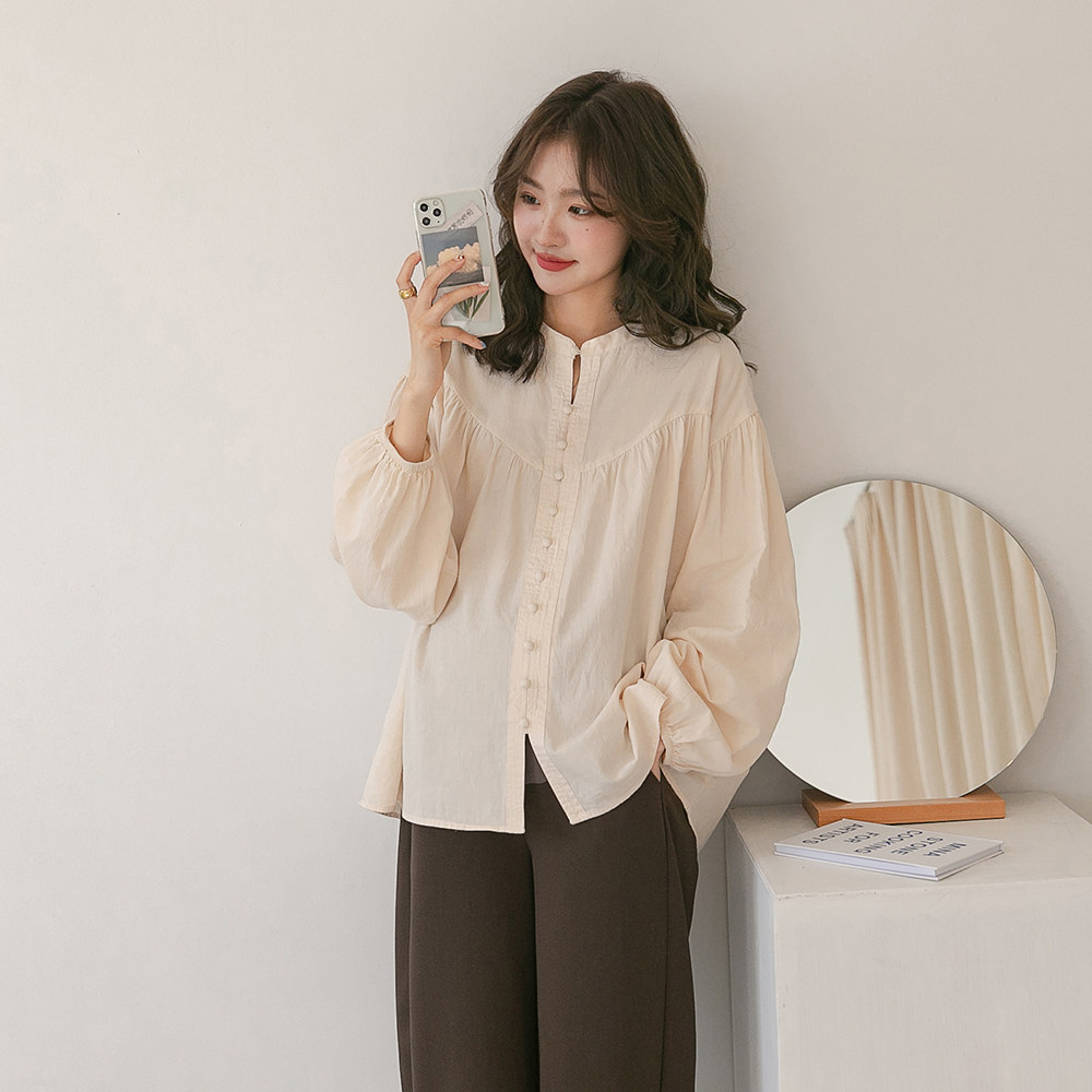 Reproduction of Romantic ~ Cotton Pregnant Woman Spring Summer New Blouse With Lantern Sleeve Shirt Design Sense Art Retro Chaoma Shirt-Taobao