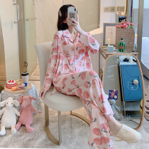 Yuezi clothing spring and autumn cotton postpartum long sleeve pregnant womens pajamas 9 months breastfeeding feeding pregnancy home clothing set