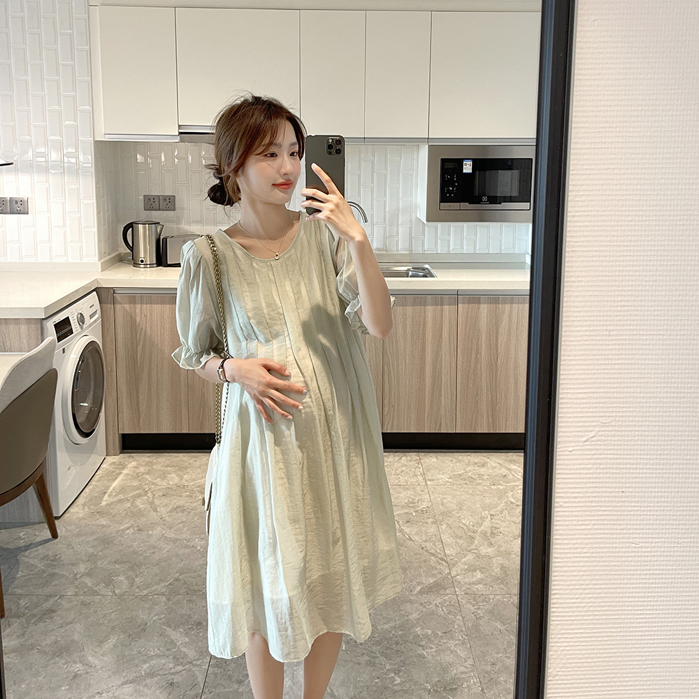 Famous Yuan Senior Sensation ~ Spicy Moms Fashion Gestation Women's Clothing Summer Day Silk Dress Korean Version Temperament Slim Loose A Character Dress