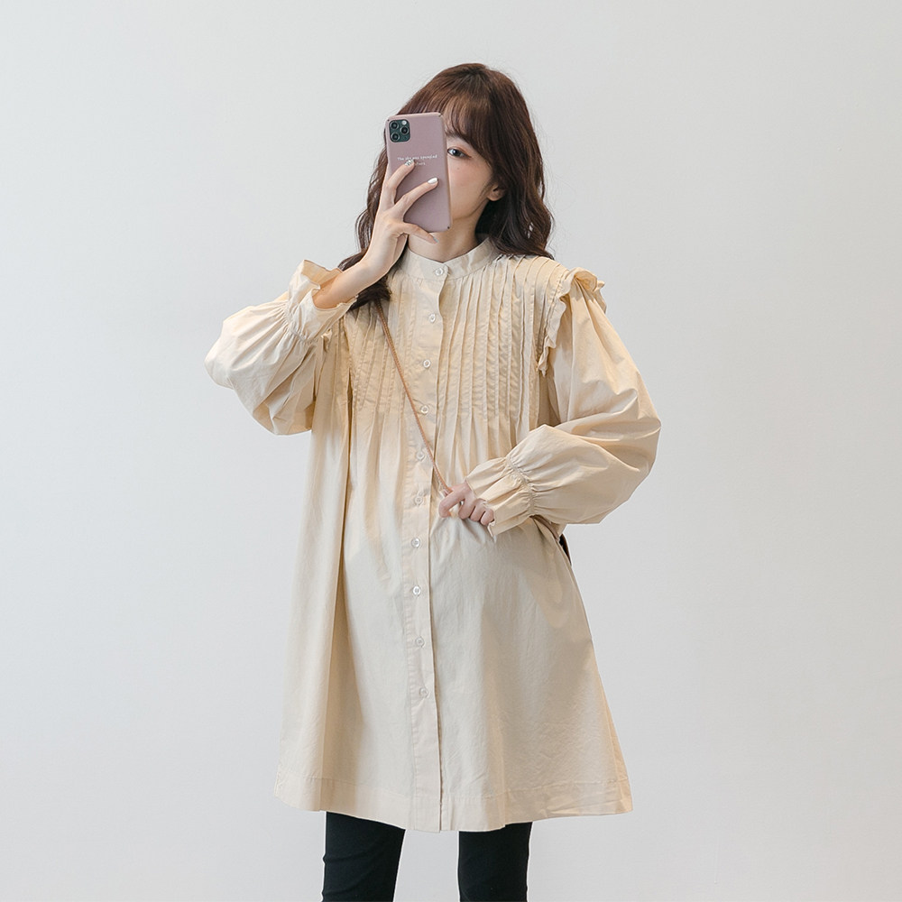 Gentleness ~ PREGNANT WOMAN SHIRT SPRING AUTUMN CLOTHING KOREA FASHION LOOSE DOLL CARDIOVERT LONG SLEEVE BREASTFEEDING PROFESSIONAL SHIRT