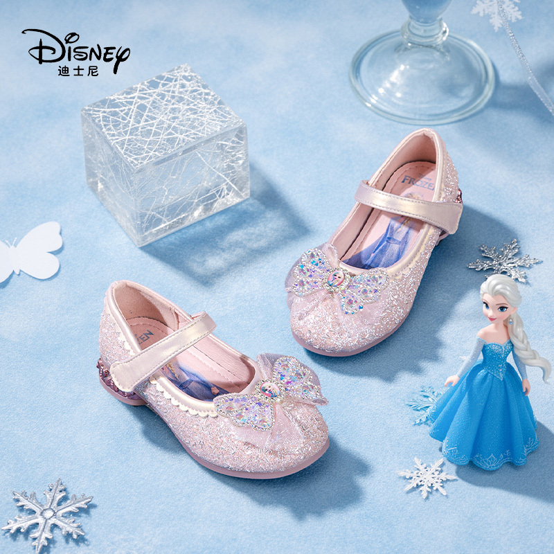 Disney Elsa Princess Crystal Shoes 2026 Spring/Summer New Soft Sole Girls' Single Shoes Versatile Children's Leather Shoes