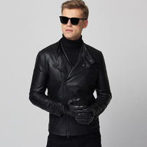 Mens motorcycle leather Korean version slim 2021 spring and autumn new youth trend handsome stand-up collar leather jacket jacket