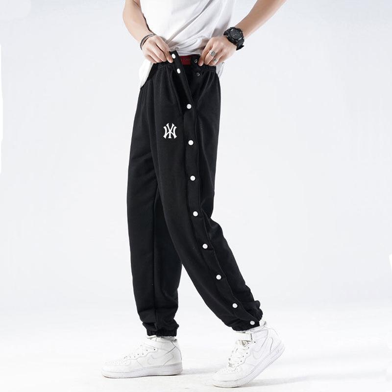 Ole Brand Button-Up Pants for Men, Spring and Autumn Cotton Full-Open Quick-Release Sports Pants, Basketball Training Pants, American-Style Button Casual Pants