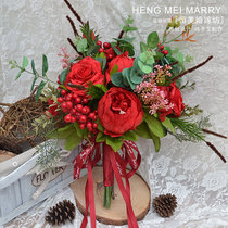 (Hengmei) hand bouquet Bride wedding forest Korean simulation flower ball high-end wedding non-flower studio bouquet