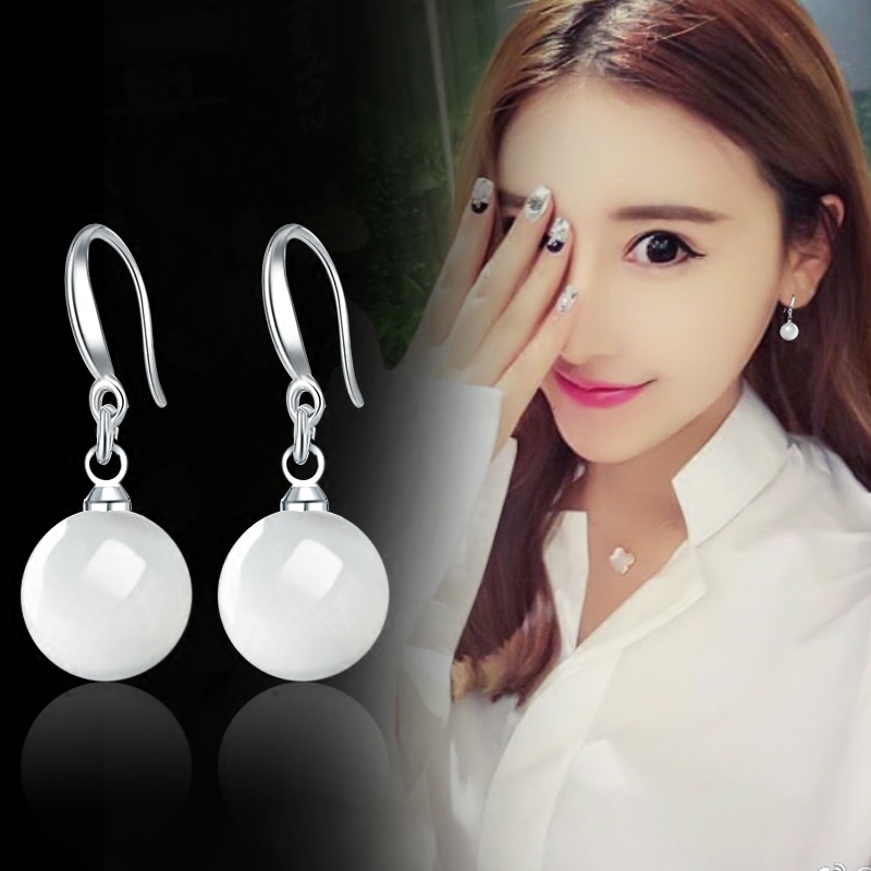 S925 sterling silver pearl earrings feminine temperament Korean personality pearl drop earrings long hypoallergenic simple jewelry earrings