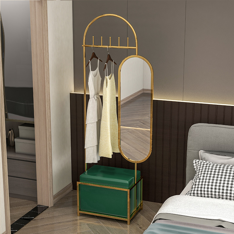 Net red household with a mask cloak frame in the door of the shelf living room to change shoes and bench hanger frame with all-body mirror