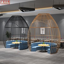 Wrought iron super large bird cage outdoor hotel giant restaurant bird cage card seat Cafe decoration large bird cage seat