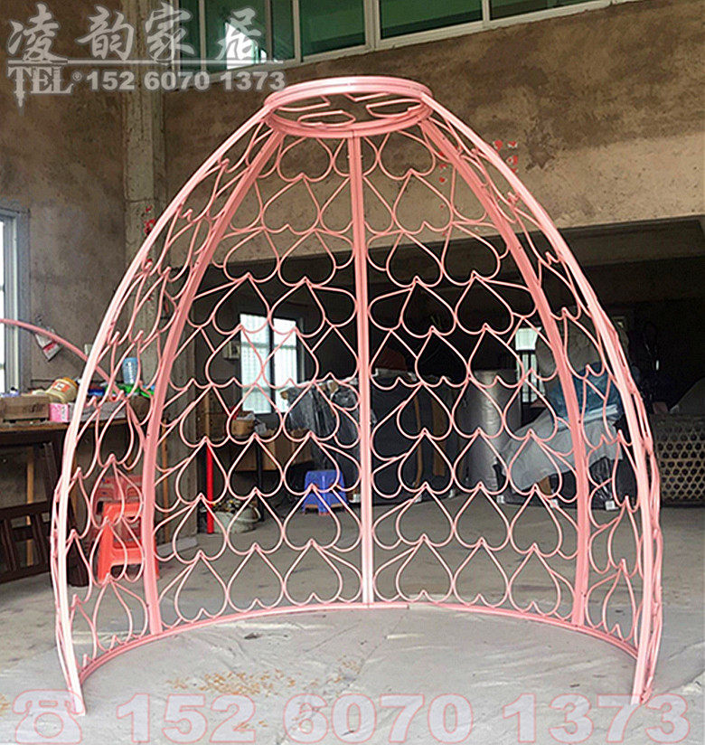 Iron Art Bird Cage Round Bed Dining Room Bird Cage Large Outdoor Decoration Hotel Lovers Love Line Big Bird Cage Fire Pot Shop