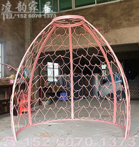Wrought iron birdcage round bed Restaurant birdcage large outdoor decoration hotel Couple hotel Large birdcage hot pot shop