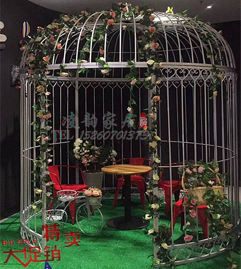 Wrought iron birdcage Wedding decoration large decoration Hot pot shop birdcage Outdoor park villa large dining room birdcage
