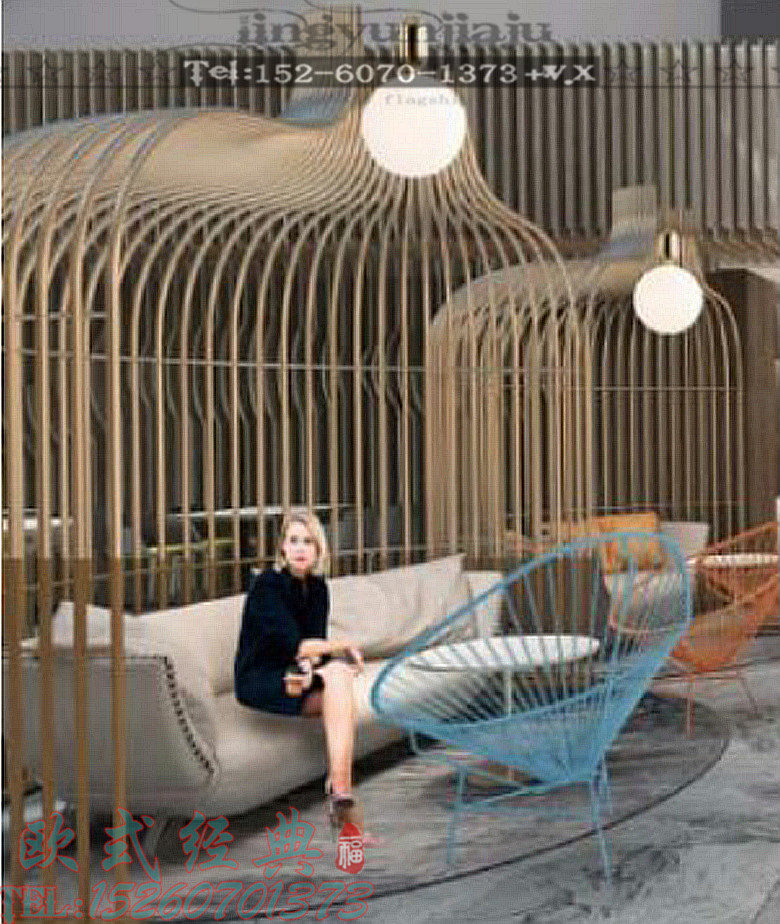 European Wrought iron super large wedding decoration ornaments outdoor floor-to-ceiling king-size hotel dining room card seat bird cage custom