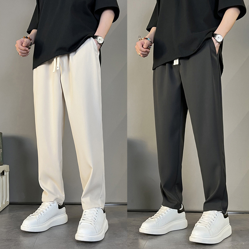 Summer New Style Drapey Dress Pants for Men, Simple Design, Drapey Casual Pants, Men's Straight-Leg Pants, Slightly Tapered Versatile Long Pants