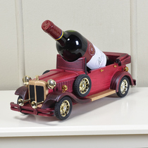 Creative Wine Rack Vintage Solid Wood Vintage Car Model Wooden Wine Rack Living Room Entrance Gift Wine Cabinet Decor Ornament