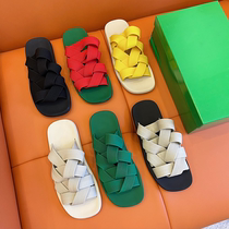 Summer BOYE BV DG word elastic webbing woven towel in slippers outdoor beach green womens and mens slippers