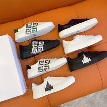 European station British star with the same paragraph Ji Dalmatians printed leather casual shoes shoes men and women couples sport