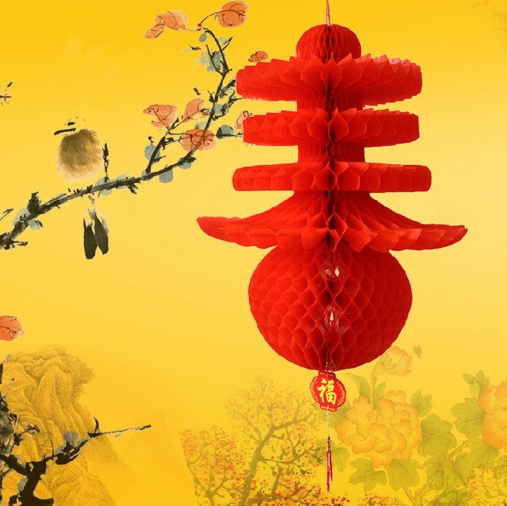 Spring Lights Lantern Lantern Festival layout festive decoration folding red lantern New Year's Day hanging decoration