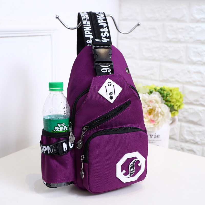 Han Edition New Multipurpose Sport Chest Bag Fashion Water Glass Bag Casual 100 Hitch Chest Front Bag Headphone Hole for male and female students