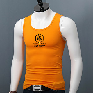 Summer Cotton Vest for Men, Wide Shoulder Sports Fitness Sleeveless Top, Youth Large Size Hurdle Print Undershirt