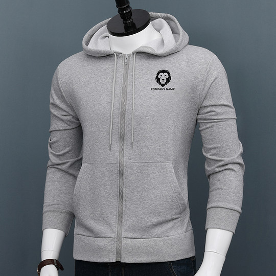 连帽卫衣男士棉质拉链开衫外套秋冬季印花修身百搭休闲保暖上衣潮