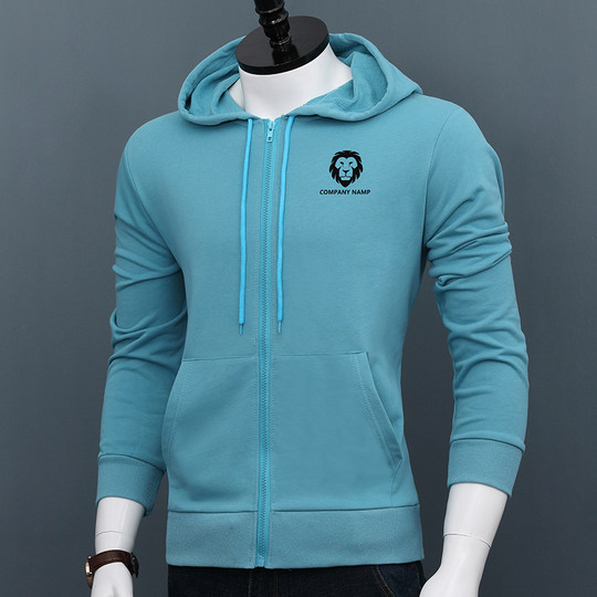 连帽卫衣男士棉质拉链开衫外套秋冬季印花修身百搭休闲保暖上衣潮