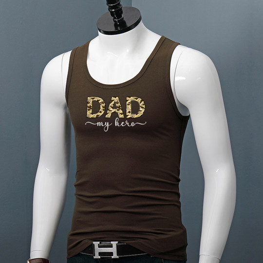 棉质大码宽松背心男士夏季宽肩印花健身打底上衣青年运动跨栏汗衫