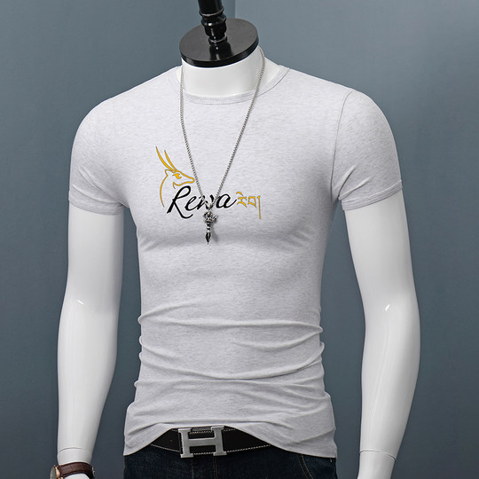 Camiseta de manga corta con cuello redondo para hombre, informal, juvenil, de verano, talla grande, media manga, algodón puro, estilo coreano, camisa con fondo, camiseta superior de moda