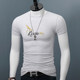 Camiseta de manga corta con cuello redondo para hombre, informal, juvenil, de verano, talla grande, media manga, algodón puro, estilo coreano, camisa con fondo, camiseta superior de moda