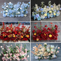 New wedding layout decoration flower row welcome flower wall row flower road guide stage flower art wedding background simulation silk flower