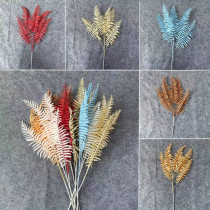 Simulation Persian leaf red champagne single fern grass wedding stage background decoration wedding hall ceiling road lead flower arrangement