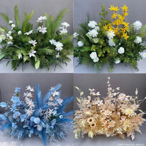 New wedding big flower row T platform floor Flower Hotel floral simulation road guide flower wedding floral arrangement decorative flower