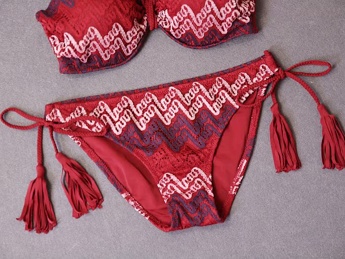 Áo tắm nữ ngực lớn 2018 mới ren ba điểm nửa cúp ngực nhỏ tụ tập bikini nóng bỏng mùa xuân đồ bơi nữ dài tay