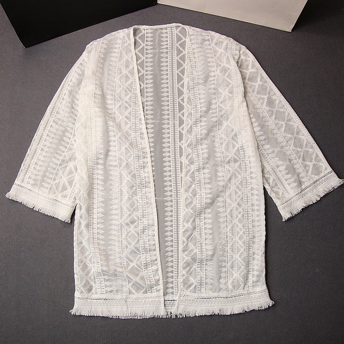 Bikini blouse Swimsuit outside white lace sunscreen cardigan vacation beach coat belly beach dress female