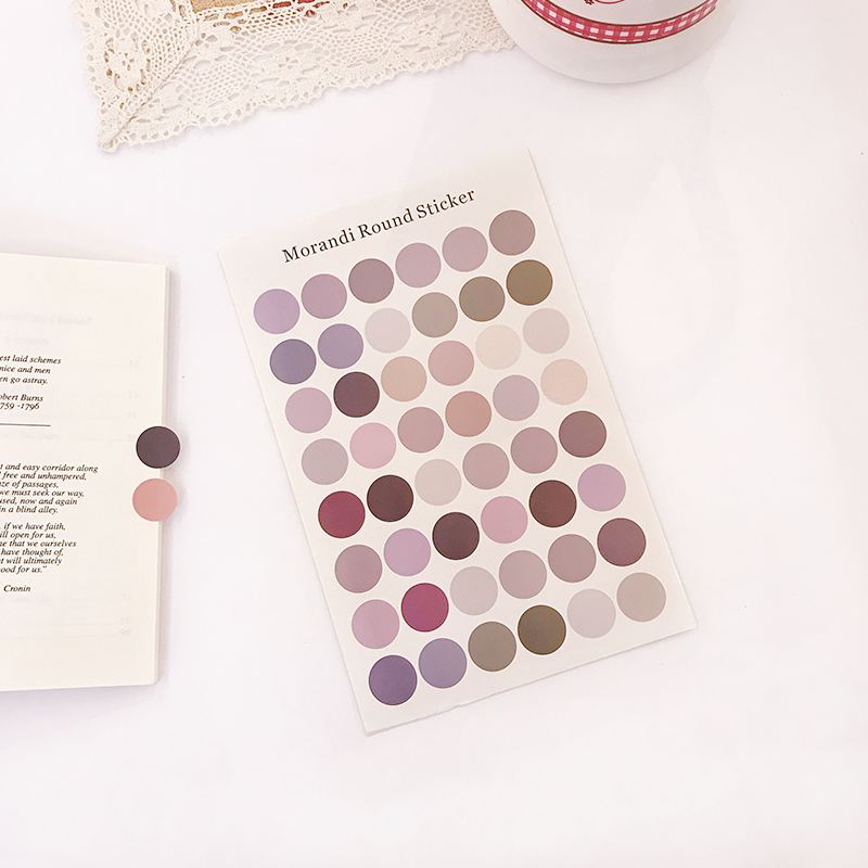 ins card decoration round points sticker morandi color earth color closure sticker handbill card stickers wall stickers for students
