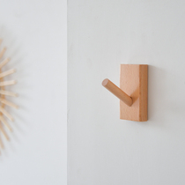 Nordic solid wood adhesive hook wall hanging wooden single clothes hook porch ins Wall non-perforated hook bedroom wall