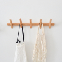 Japanese style solid wood hanging hook entrance door into the hanger household creative wall adhesive hook log wall hook log wall coat hook