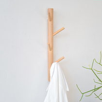 Door branch hanger wall hanging wall non-perforated Nordic style creative home adhesive hook solid wood hanger adhesive hook