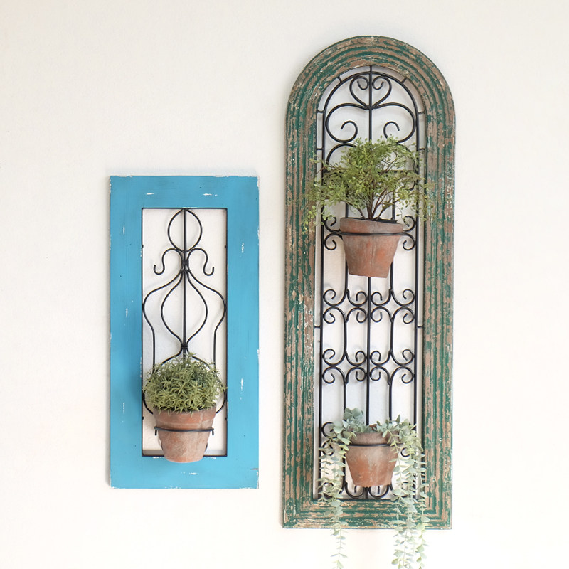 American vintage made old outdoor open - air flower shelf garden decoration balcony wall decoration shop decoration