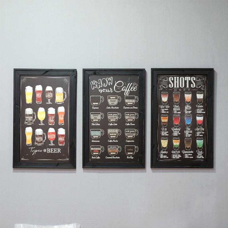 American Retro Hand-painted Coffee Beer Styling Blackboard Hung Painting Living-room Dining Room Folk Bar Decoration Painting Graffiti Painting