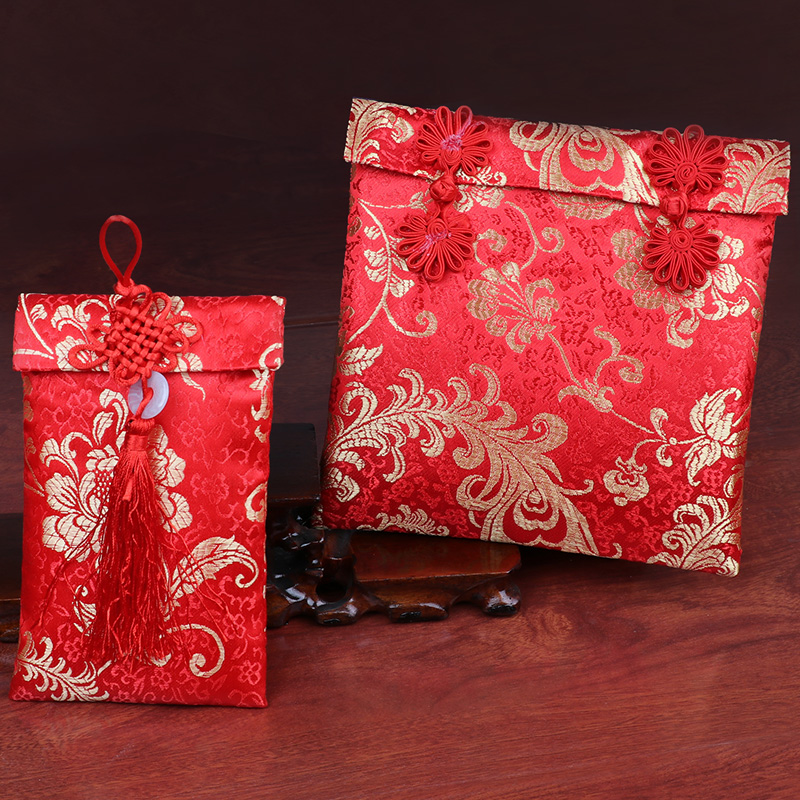 Wedding supplies Chinese-style re-opening ten thousand yuan package silk satin fabric red envelope brocade wedding gold bag universal profit seal