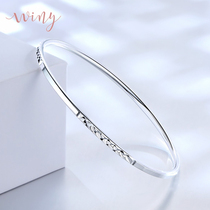 Winy999 sterling silver bracelet female closed mouth thin circle silver bracelet bracelet to send girlfriend solid foot silver bracelet silver jewelry