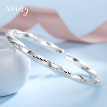 Winy999 sterling silver bracelet female twisted open solid foot silver bracelet bracelet for girlfriend birthday gift