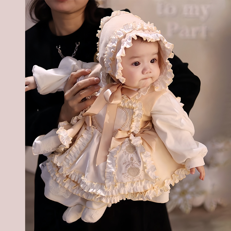 Girls' Dress, Classy Spanish Princess Dress, Fluffy Lolita Dress, Baby Birthday Dress, Autumn and Winter Dress