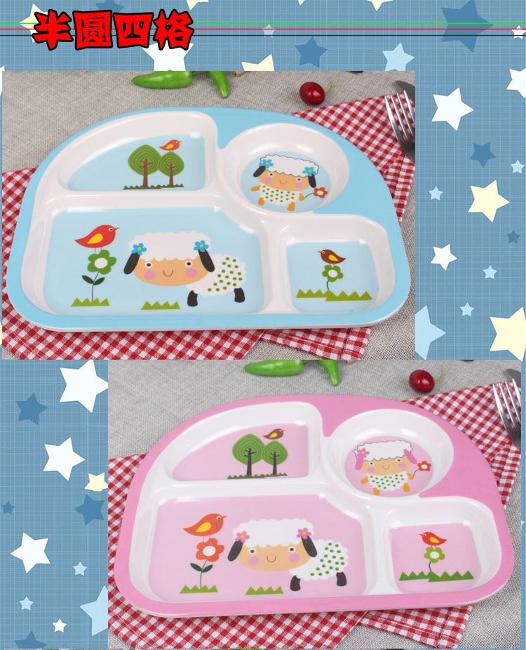 Tấm bé cho bé bộ đồ ăn melamine dễ thương tấm phim mẫu giáo tấm lưới an toàn không độc hại chống phân vùng bộ chén đĩa